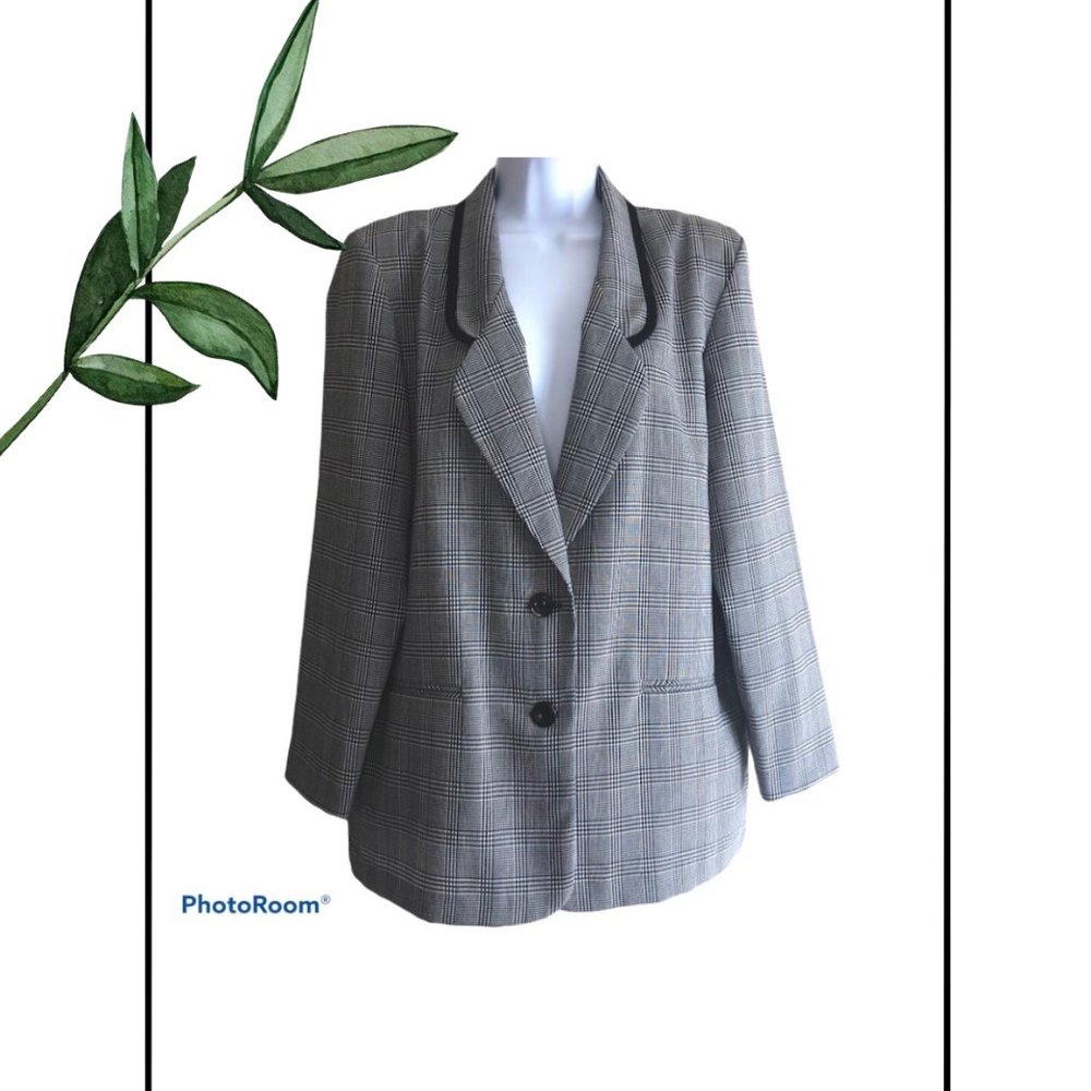 Alfred Dunner Black and White Plaid Women’s Blazer